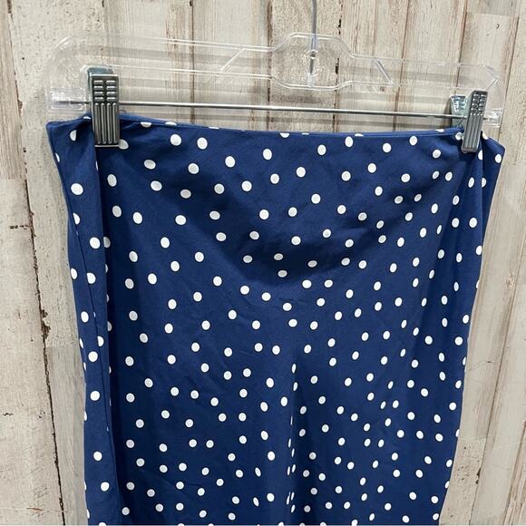 Forever 21 Blue Polka Dot High Rise Midi Skirt - Picture 2 of 6
